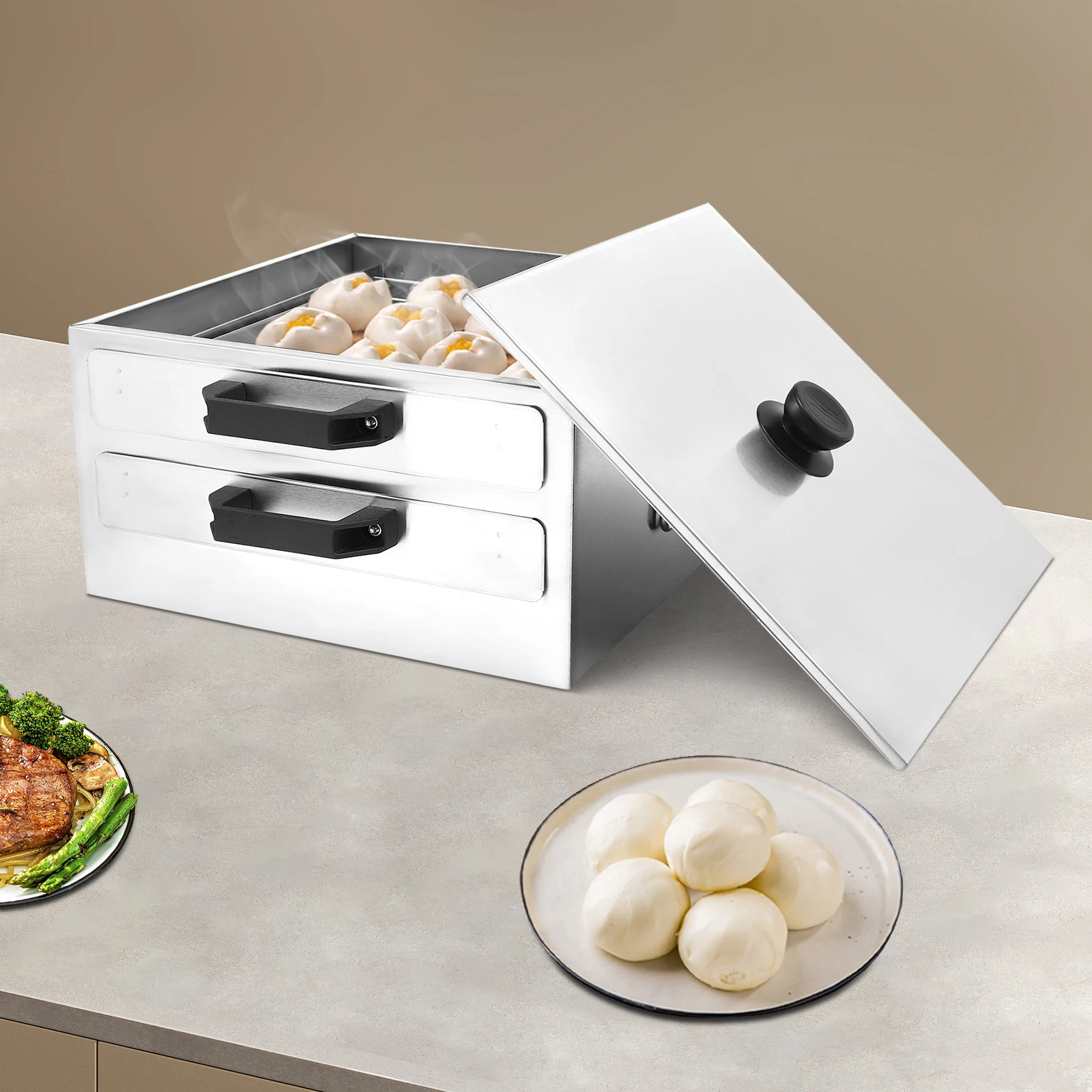 مفتوح الصينية الأرز المعكرونة لفة قدر الغذاء البخاري مع صينية اضافية الفولاذ المقاوم للصدأ طبقة مربعة/طبقة الطبخ المطبخ قوانغدونغ تجهيزات المطابخ