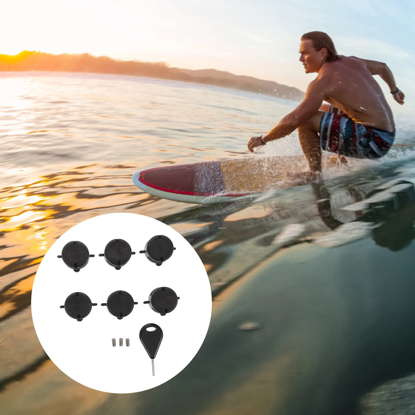 

Комплект креплений для серфинговых плавников: круглая опорная чашка с винтом и ключом для фиксации на хвостовом конце доски, долговечные, для морских условий