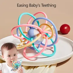 Baby Mini Manhattan Ball Hand Gripping Ball Baby Teether Ball Teething Stick can be boiled 3-12 months baby toy, BPA-free