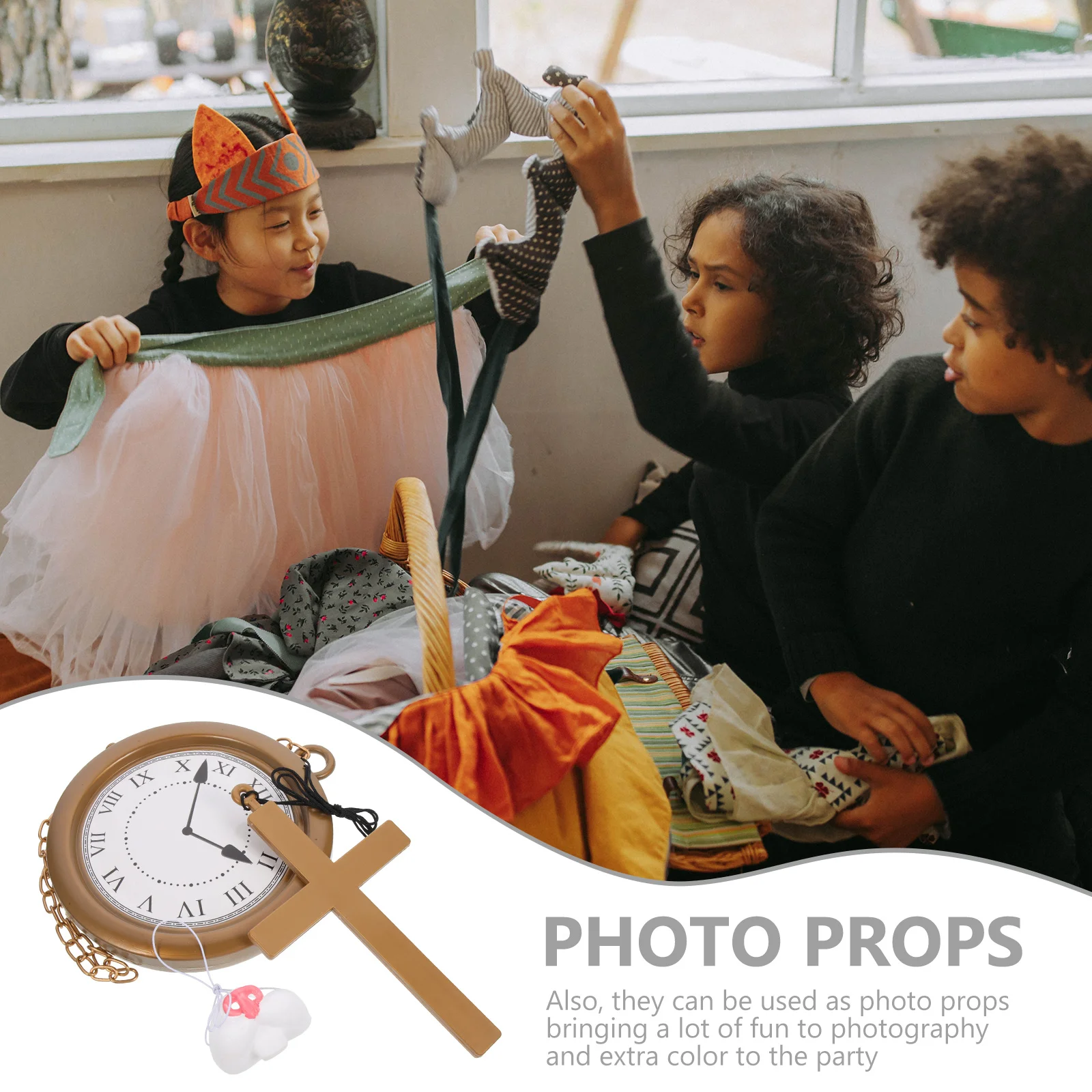 1Set Rabbit Nose Cosplay Props Party Supplies Hippy Costume Accessories Hanging Clock for Festivals