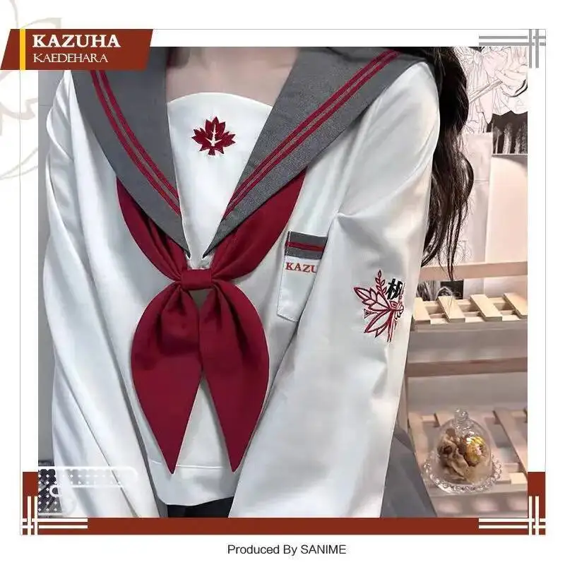 

Anime GAME Genshin Impact Kaedehara Kazuha Anime Cosplay Uniform Spring Autumn Sailor Suit JK Dress Sweet Girl Top+Short Skirt