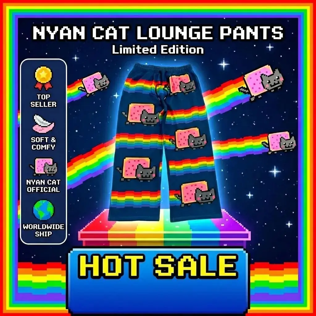 

Cute Nyan Cat Sweatpants Baggy Pants Men Elastic Waist American Streetwear Y2k Hip Hop Joggings Casual Pants Men Clothing