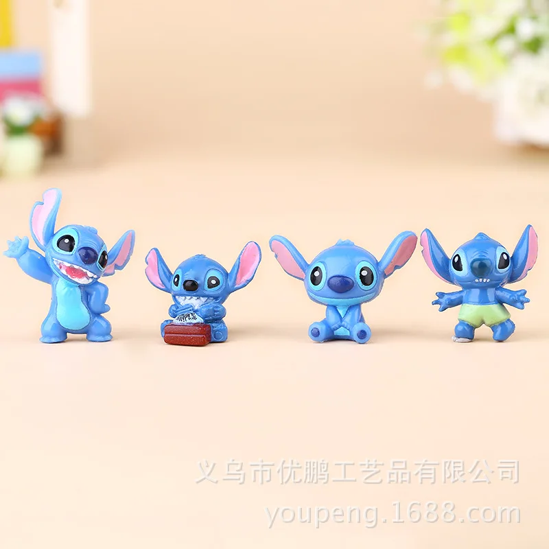 Figurine de dessin animé Mininstants CAN O & Stitch pour enfants, modèle de collection mignon, ornement de bureau Anime, décoration de gâteau d'anniversaire, cadeaux jouets, 12 pièces