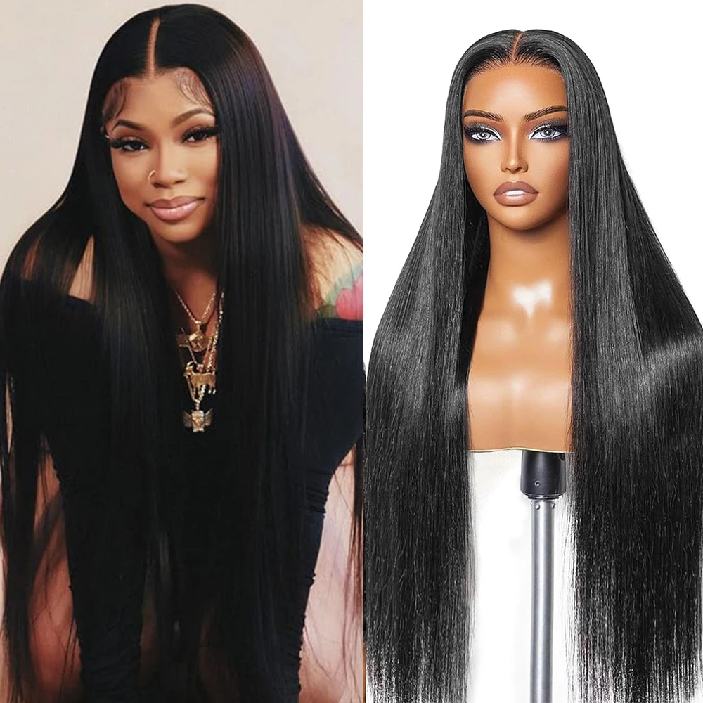 

Brazilian Straight Glueless Wig Without Glue Ready To Wear 13x6 Lace Frontal HD Transparent Lace Front Human Hair Wigs For Women