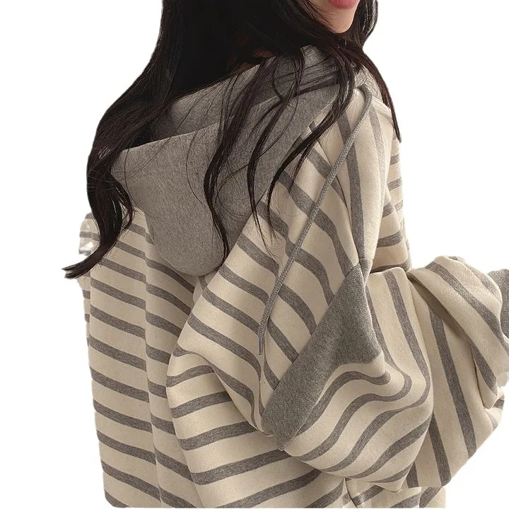 Striped Sweater Women's Hooded Spring Autumn Casual Pullover