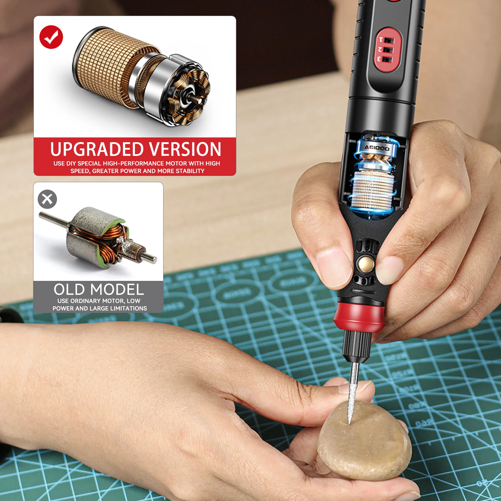 272 pezzi Set smerigliatrice elettrica Kit di utensili rotanti per lucidatrice con penna per incisione regolabile a 3 velocità Impugnatura comoda