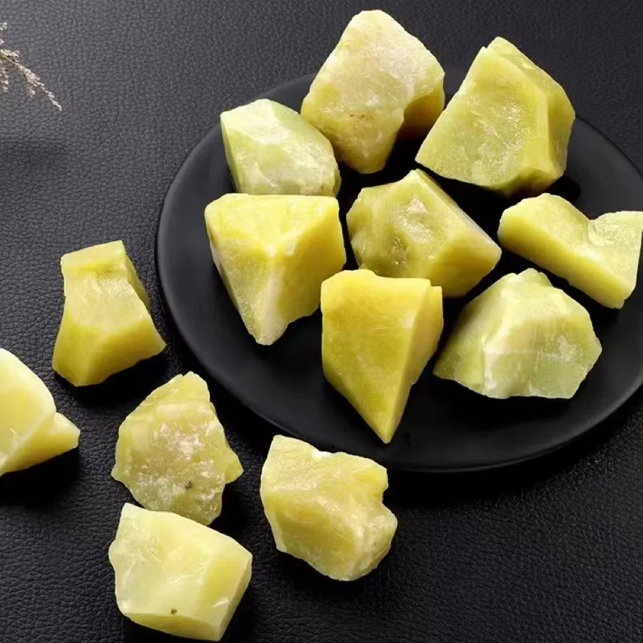 Natural Lemon Jade Stone Incense Stone Diffuser Stone Crystal Raw Crystal Crafts Decorative Stone