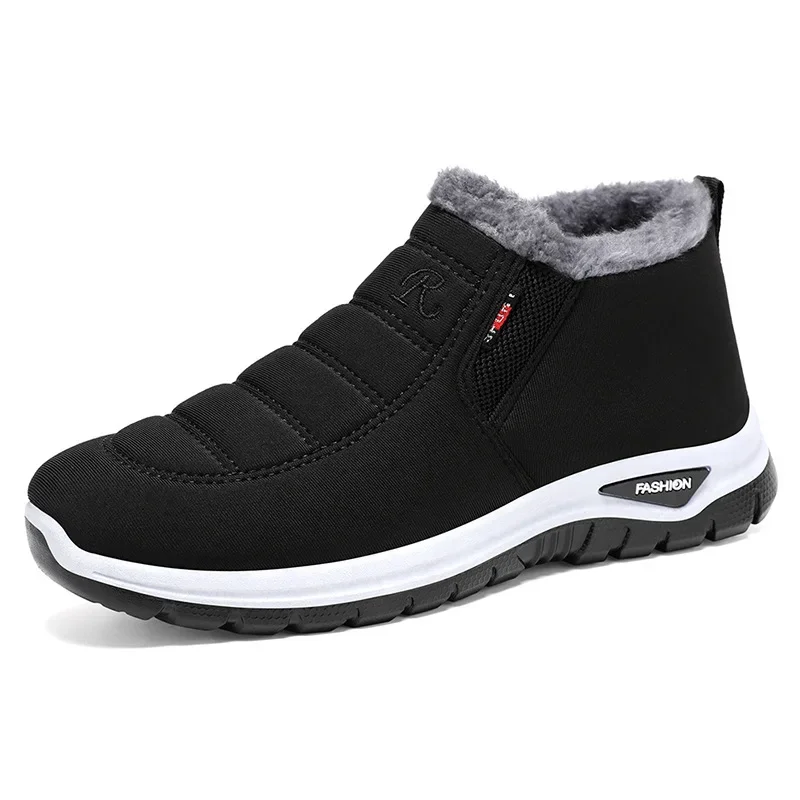 Cotton shoes men's winter new snow boots men's thick outdoor short boots with added fleece windproof, anti slip and warm shoes