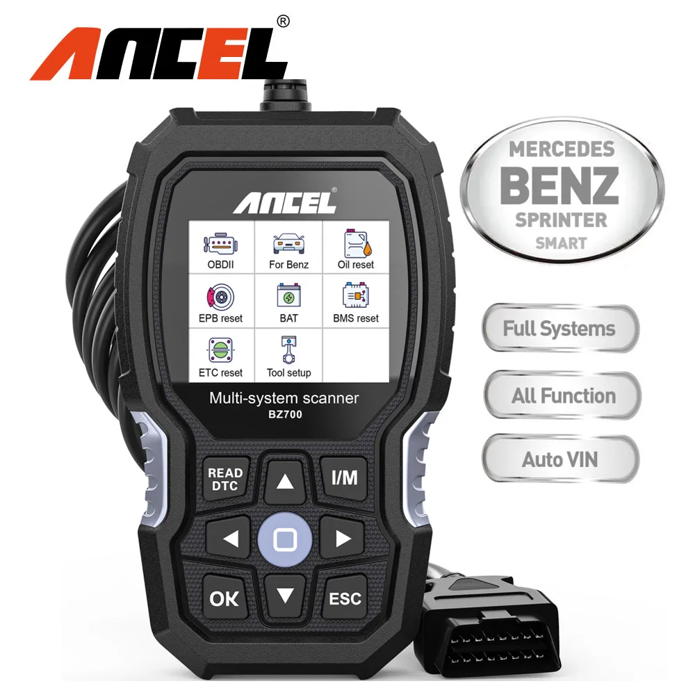 

ANCEL BZ700 OBD2 Scanner Engine OBD Code Reader For Benz Full System Diagnostic Tool Reset Service Automotive Scanner