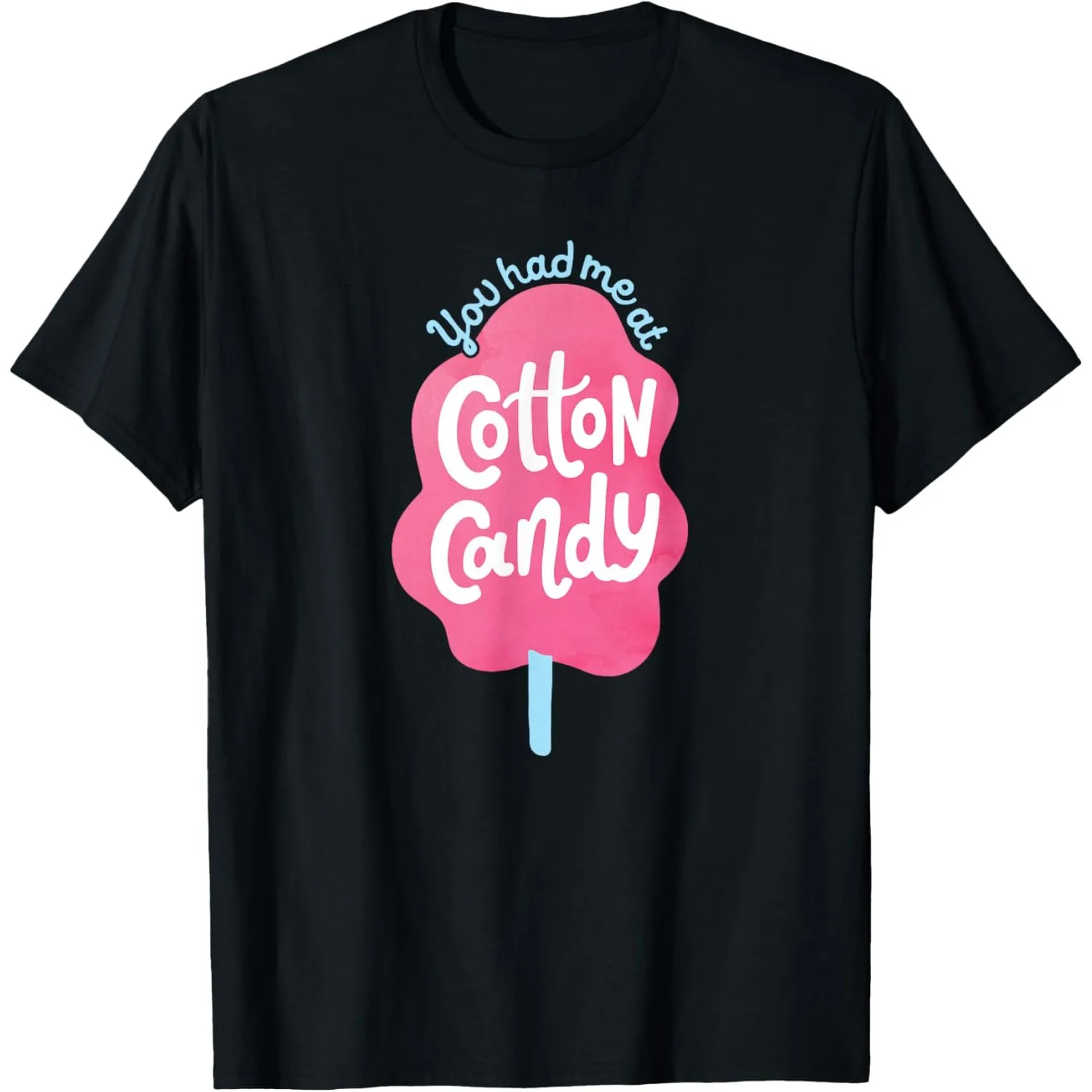 Cotton Candy Graphic Tee Funny Food Lover Print Breathable Cotton Round Neck T-Shirt
