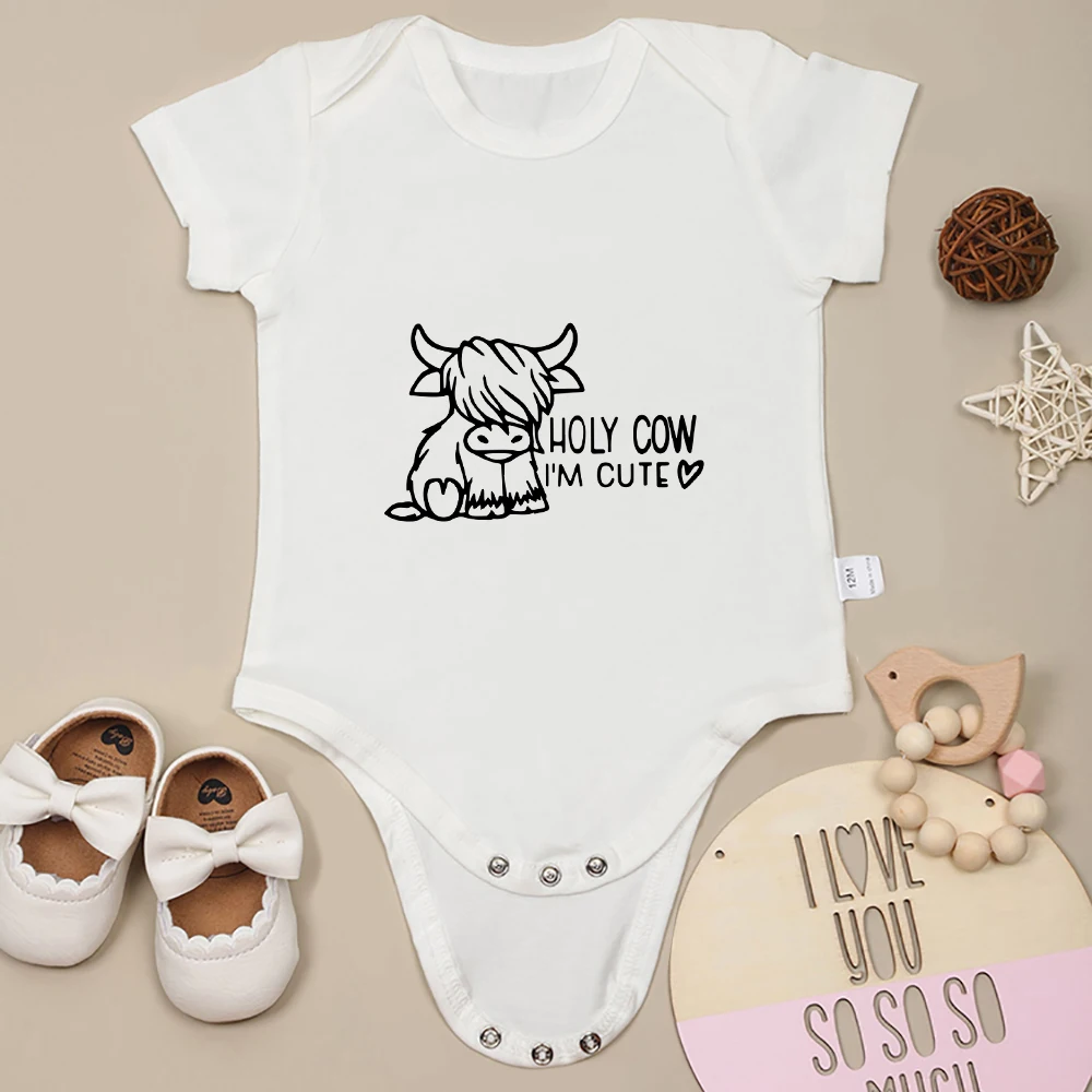 Cartoon Cow Print Cotton Infant Onesie Urban Streetwear Fashion Baby Boy Clothes Bodysuit Cotton Fine Fabric Newborn Clothes