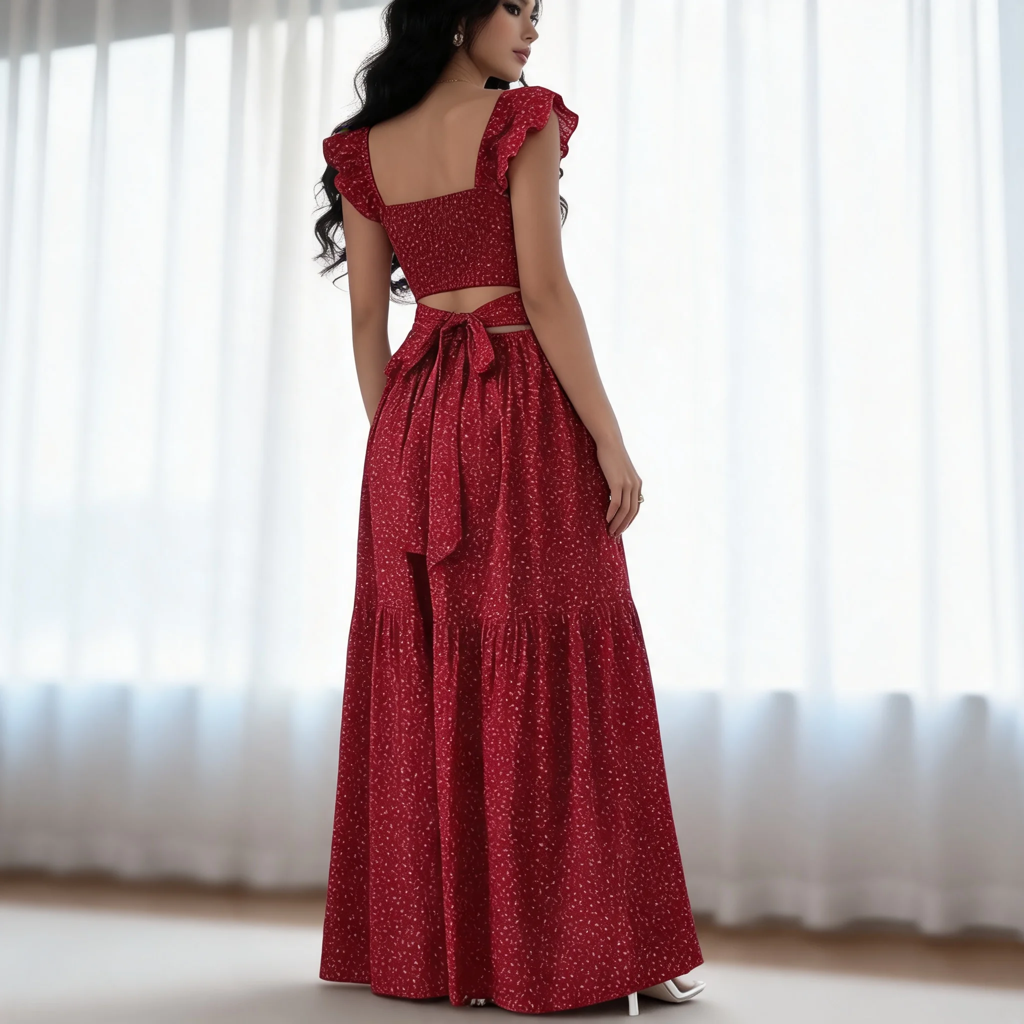 Pullover Ribbon Dress Full Swing Graceful Elegant with Square Neck Party Dress Party Sleeveless Daily Travel Date for Women
