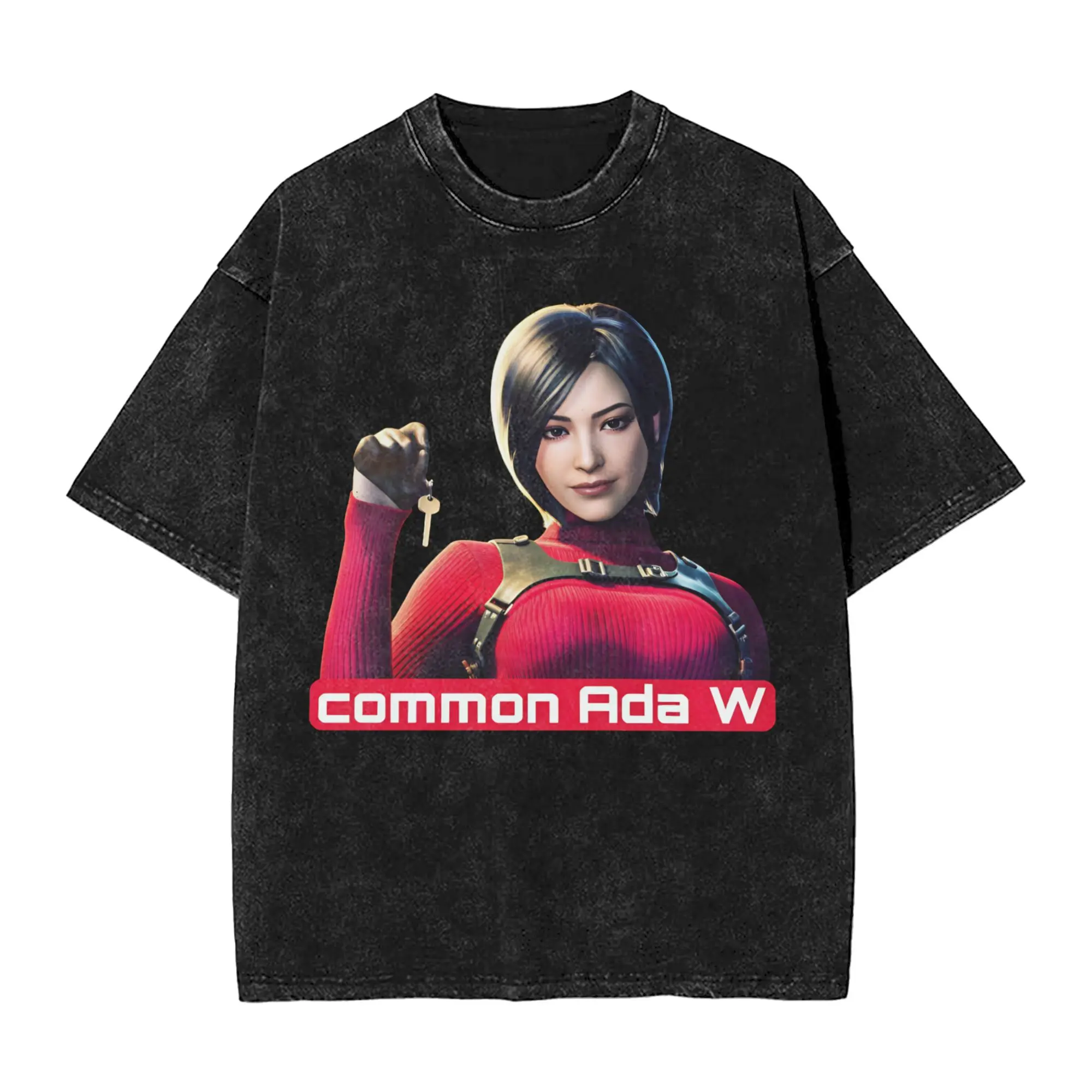 Man T Shirt Ada Wong Red Dress Washed T-Shirts Trendy Cool Residents Evil Summer Tee Shirt Streetwear Loose Cotton Tops Gift