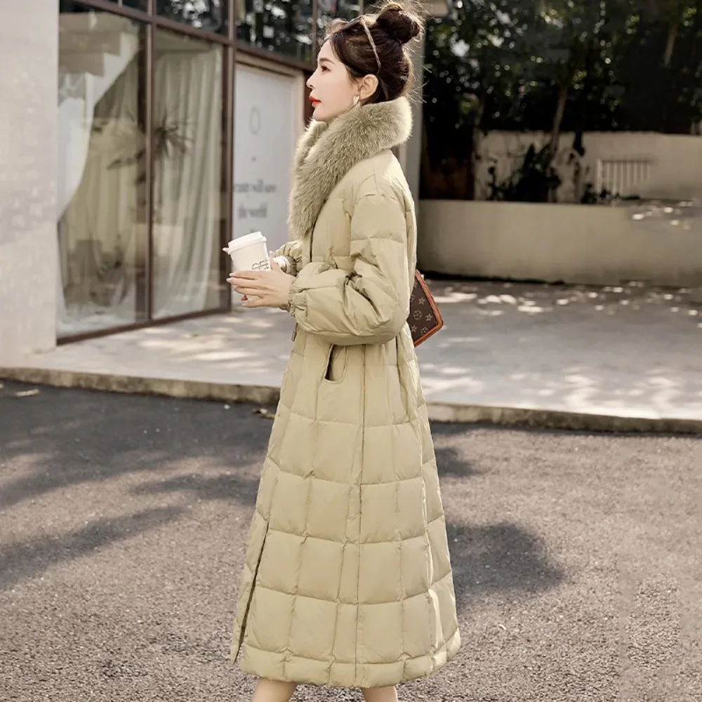 Winter Women Fox Fur Coat Long Down Jacket Women 2024 Chinese Fashion Warm Coat Luxury Outerwear Female Puffer Coat Streetwear