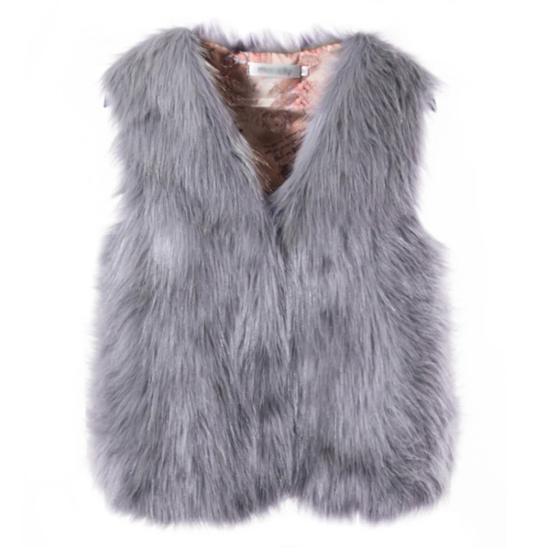 

Women Faux Fur Fox Vest Coats Open Stitch Thick Warm Vest Coat Outerwear Elegant Y2k Streetwear V Neck Sleeveless Autumn Spring