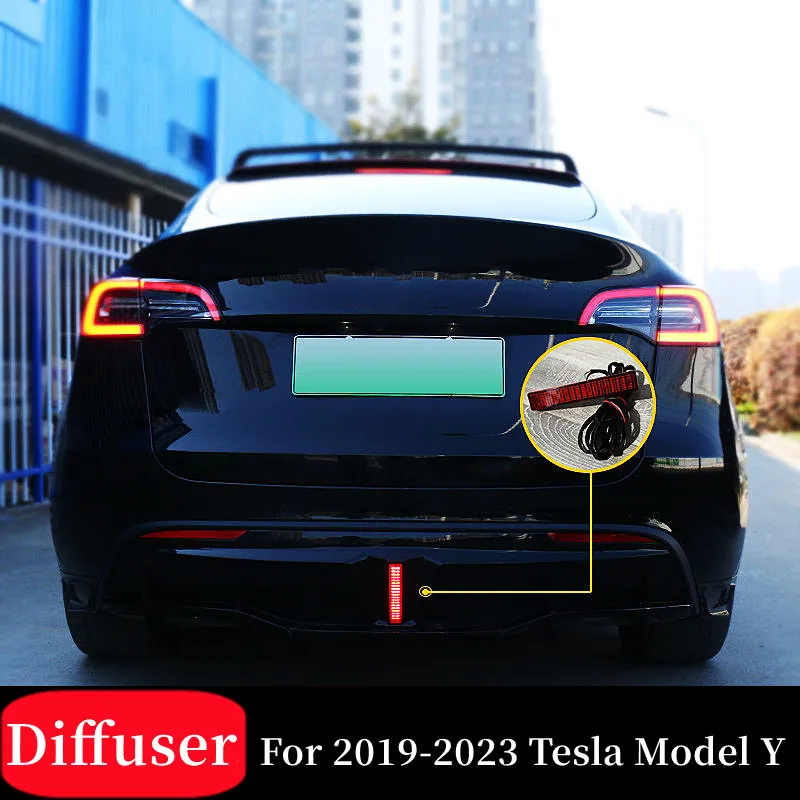 

For 2019 2020 2021 2022 2023 Tesla Model Y Rear Bumper Diffuser Lip BodyKit PP Plastic Black Carbon Exterior Tuning Accessories