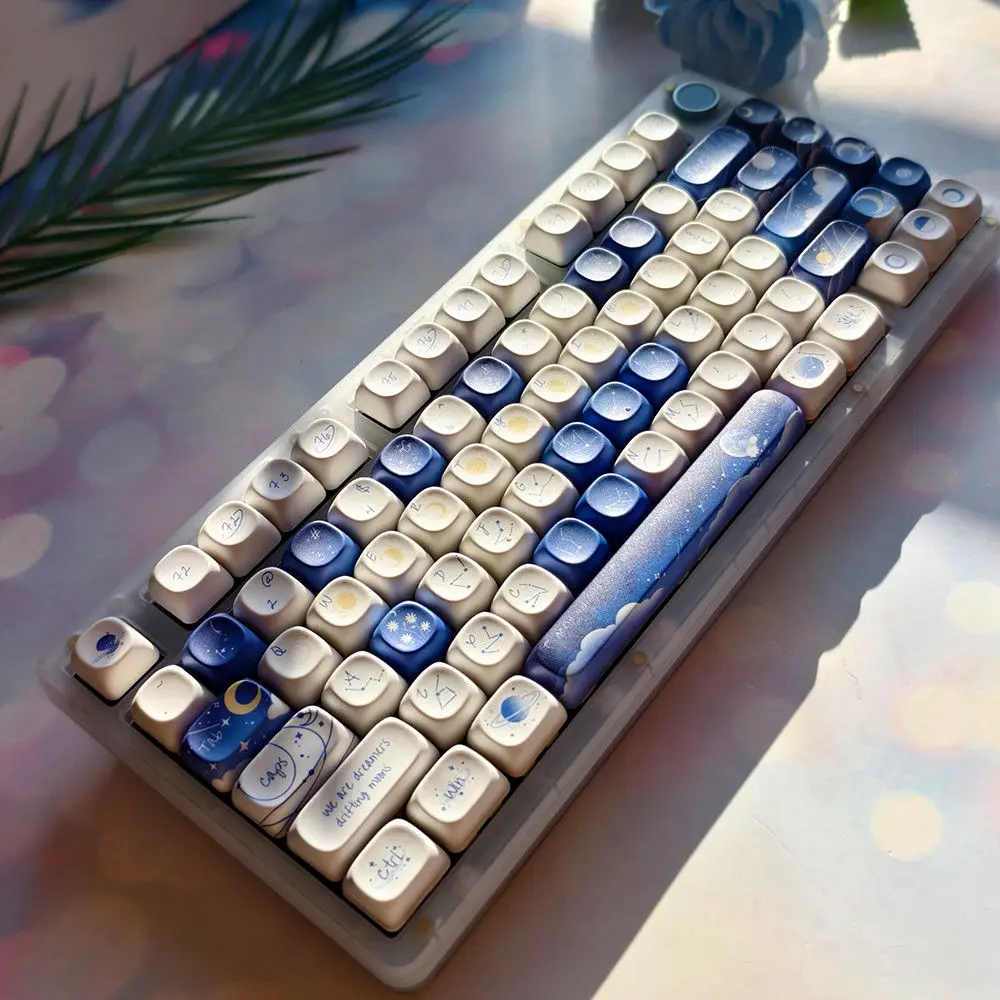 Full Sky and Stars Transparent Keycap Blue Original PBT Round Ball Adapted to Customized Mechanical Keyboard