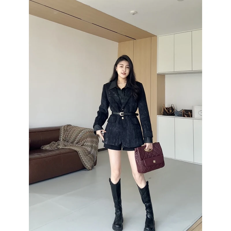 

Nordic Sle Quilted Jaet with Waist-Cinching Design And Patchwork High-Faion Faux Two-Piece Ensemble Du down Coat