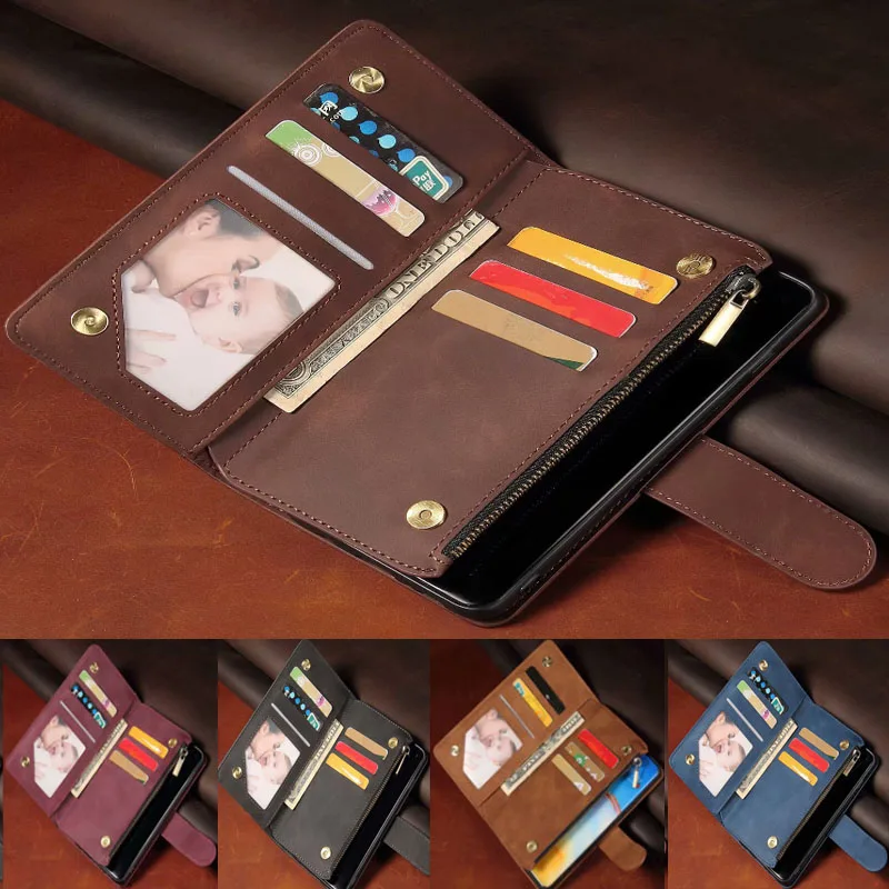 Luxury Leather Wallet For Realme V5 RMX2111/2112 Case Magnetic Zipper Wallet Mobile Retro Wallet Flip Card Stand REALME V5 Cover