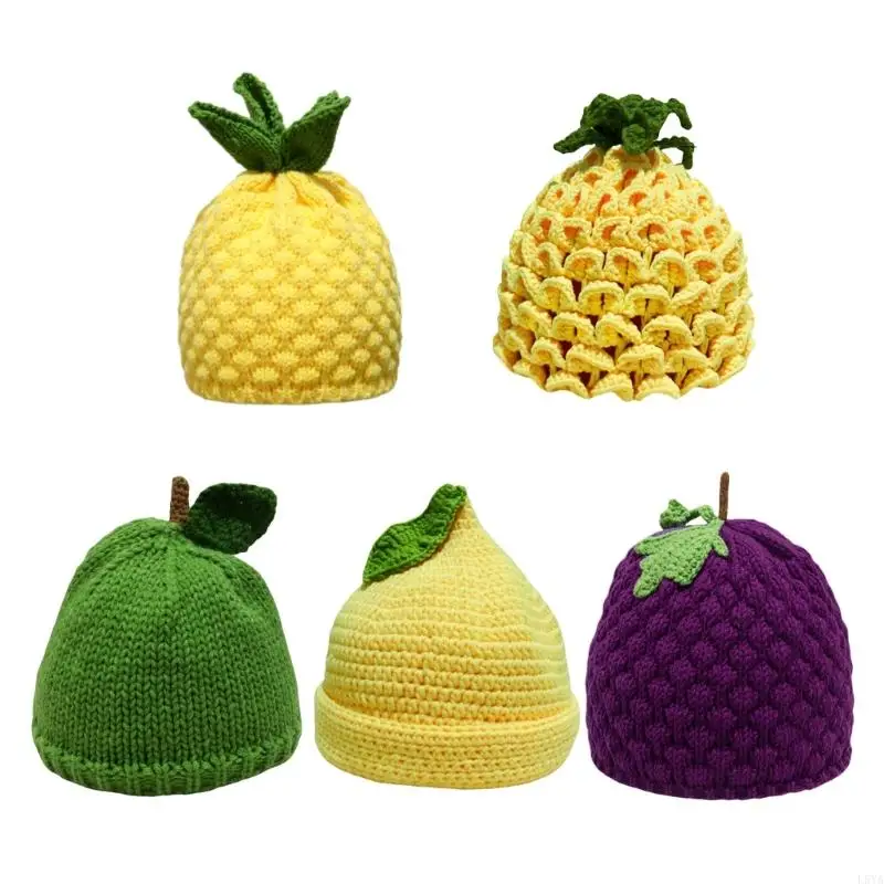 

L5YA Lovely Knitted Brimless Hat Handmade Crochet Fruit Hat For Female Girl Winter Fashion Headwear Cosplay Costume Hat