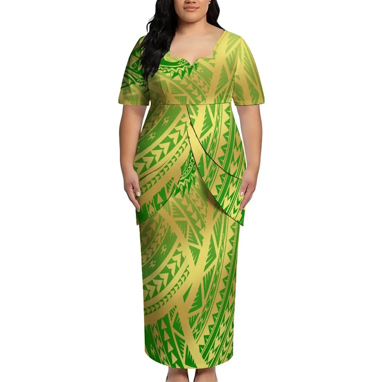 3d High-Definition Printing Comfortable Puletasi Flower Petal Double-Tiered Fringed Skirt Set High Quality   Polynesian