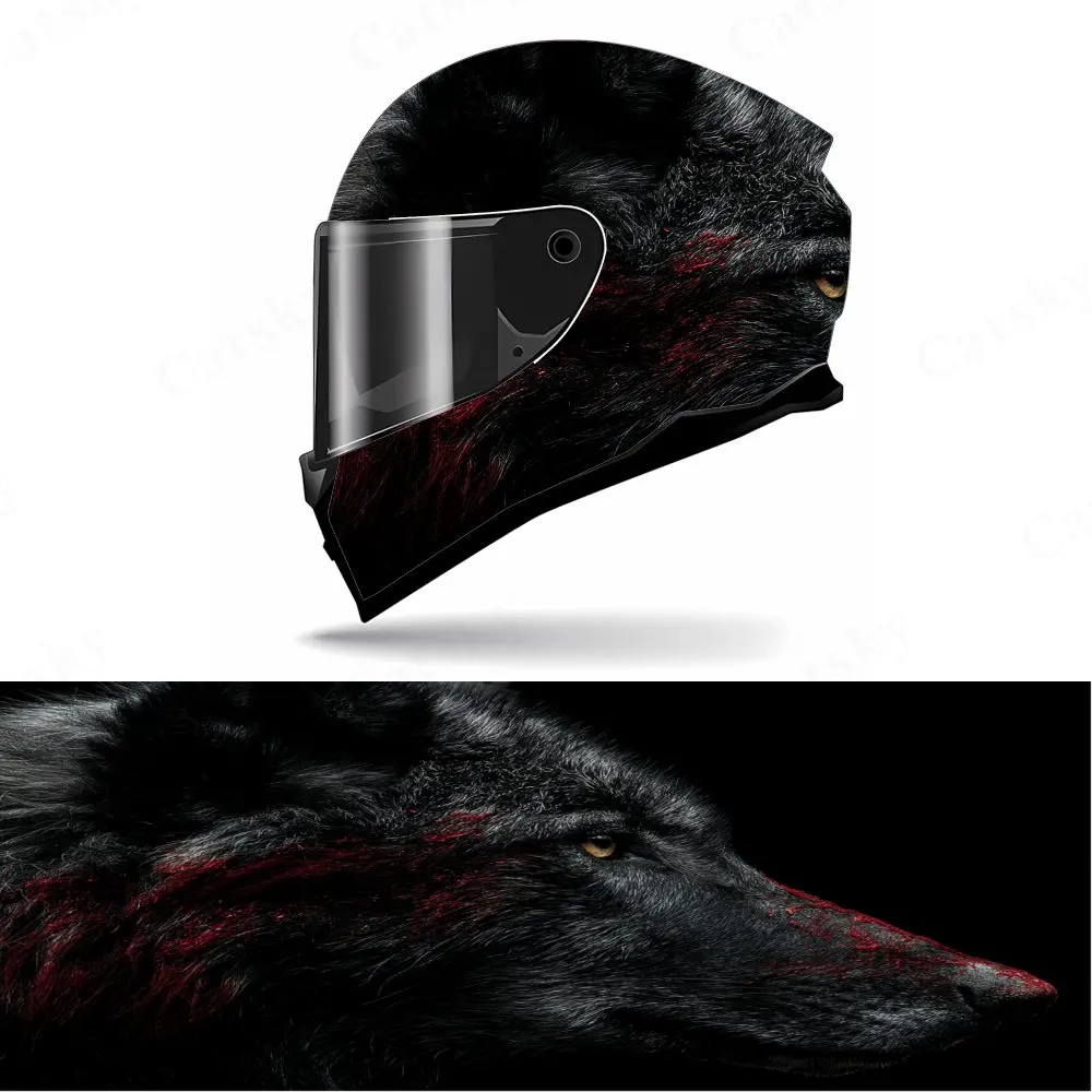 

Black Wolf Full Face Helmet Decals - Durable and Waterproof PVC, self-adhesive Motorcycle Racing Helmet Aesthetic Sticker, Helme