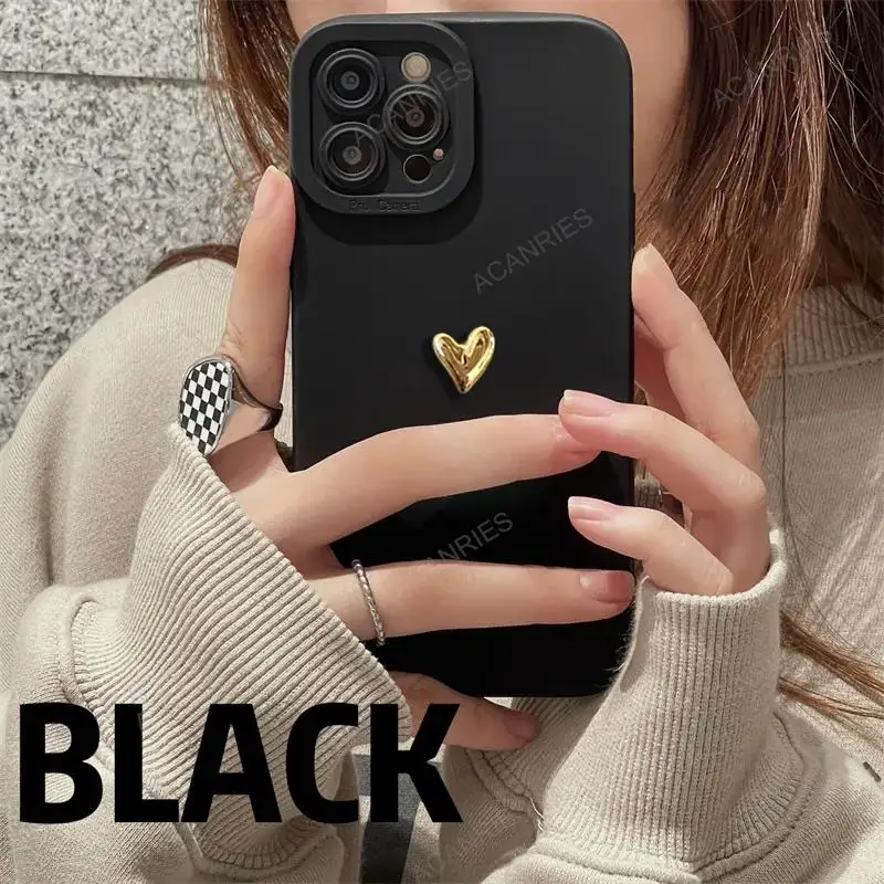 Dla Samsung Galaxy A70 A50 A30 A20 A10 A50s A30s A20s A10s 3D Gold Love Heart Silicone Soft Case Back Cover A 70 50 30 20 10 S