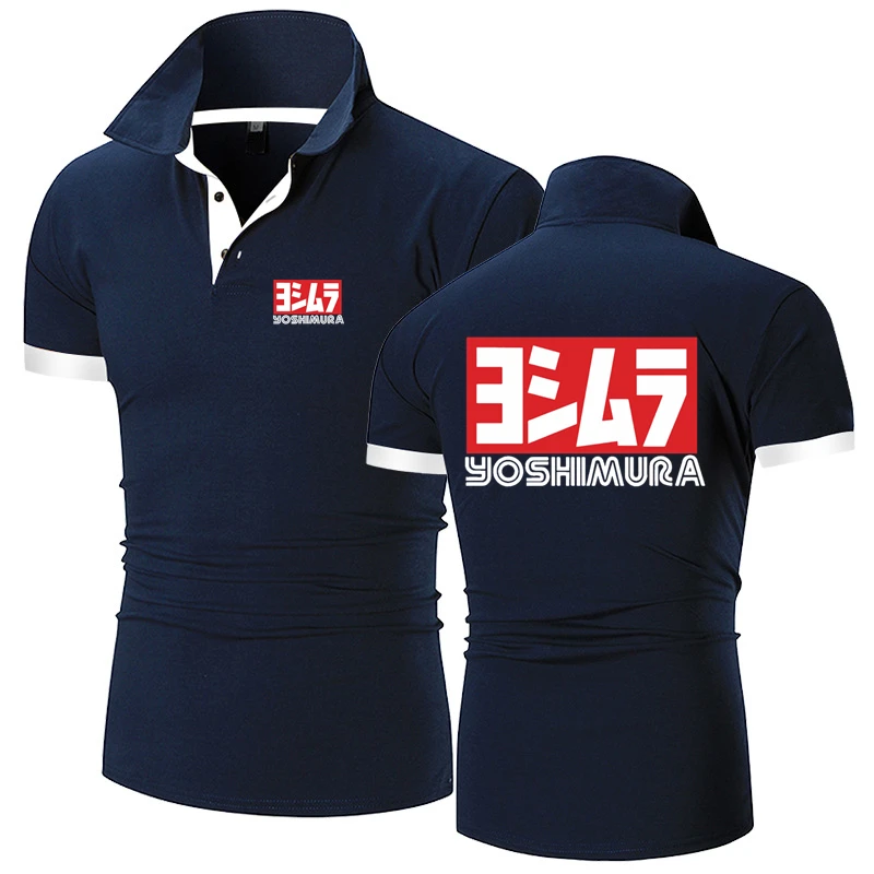 2022 New Yoshimura Brand Printed Polo Shirt Men Summer Pure Cotton Short Sleeve Shirt Business Casual Breathable Polo Shirt