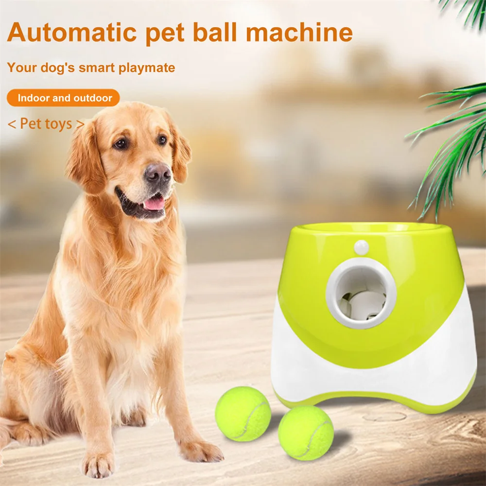 Lanceur de balles automatique pour chiens, jouet lanceur de balles de tennis automatique pour animaux de compagnie, portée de 3/6/9m avec 3 balles