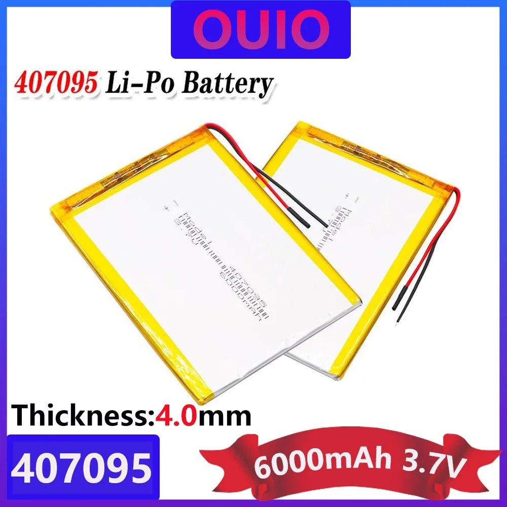 1-4pcs 3 Line Polymer Battery 3.7V Lithium Polymer Battery 407095 6000MAH Game Machine MP3 MP4 MP5 Lithium Battery GPS Navigator