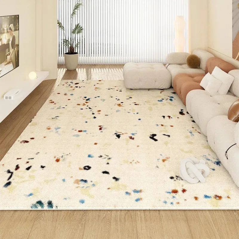 

Cream Style Living Room Carpet Light Luxury Bedroom Fluffy Rug Minimalist foldable machine washable Plush Floor Mats tapete 양탄자