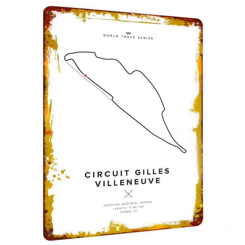 Circuit Gilles Villeneuve Metal Wall Art Montreal Canada Formula Racing Track Decor for Home Garage