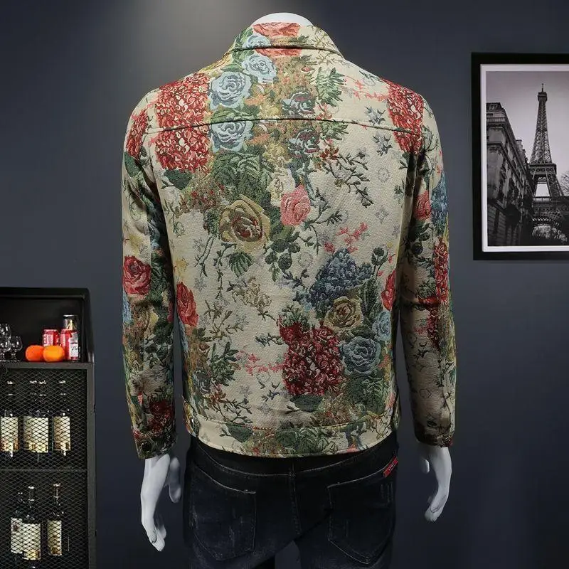 

Модная верхняя одежда с джатовым воротником и цветочным принтом на одной пуговице Personali Haome, осенне-зимняя мужская одежда, повседневная верхняя одежда