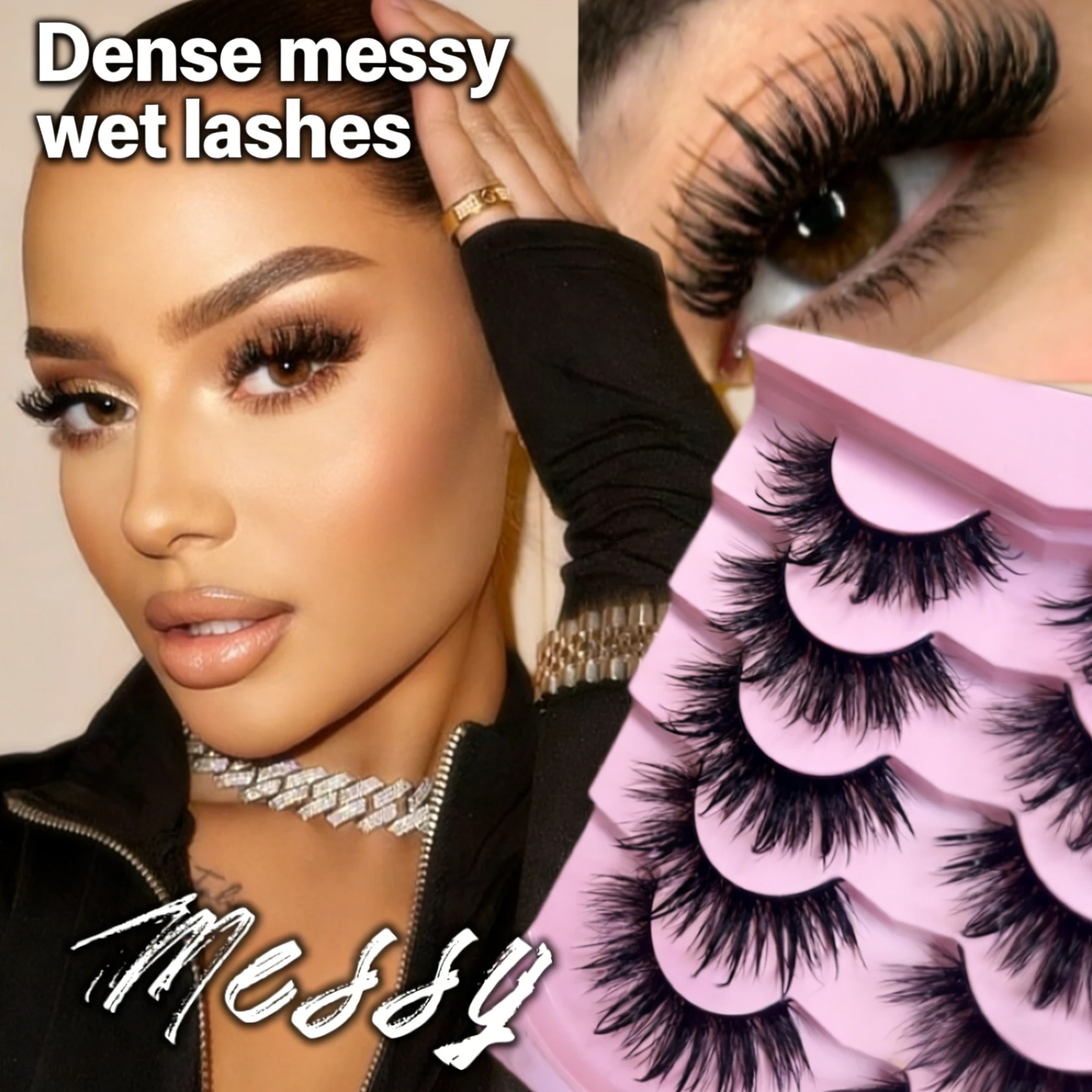 Cílios postiços naturais banda fina feitos à mão cílios cosplay moda coreana extensão fina ferramentas de maquiagem, distribuição aleatória