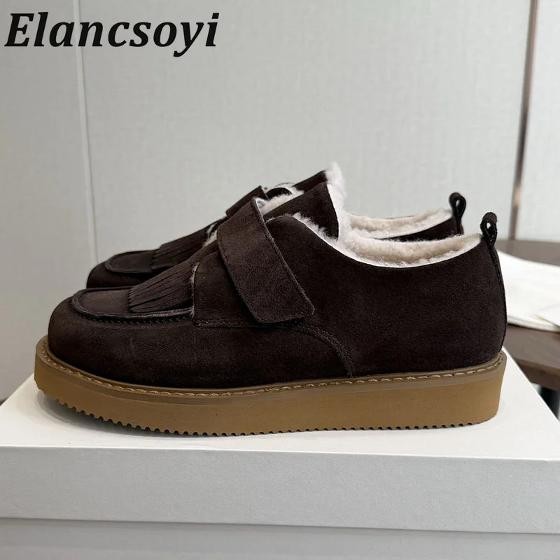 New winter up low cut suede casual lining paired with plush flat shoes for comfort and breathability suitable for daily walking