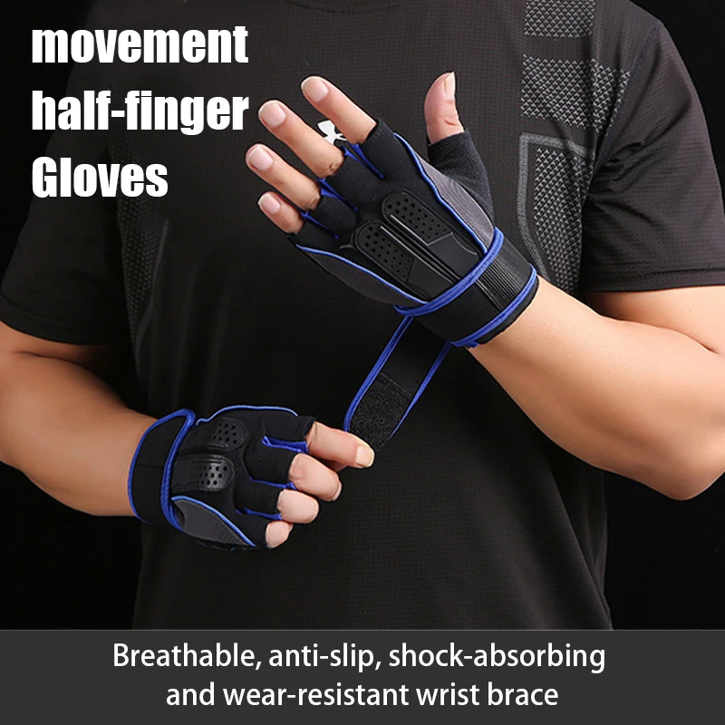 Cycling Fitness Half Finger Gloves Outdoor Workout Fitness Wrist Guards Anti-Slip Anti-Callus Cycling Sports Gloves Men And