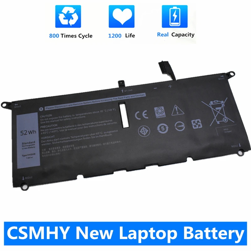 csmhy nova bateria do portatil dxgh8 para dell xps 13 9380 9370 7390 para dell inspiron 7390 2 in1 7490 g8vcf h754v 0h754v p82g 52wh 01