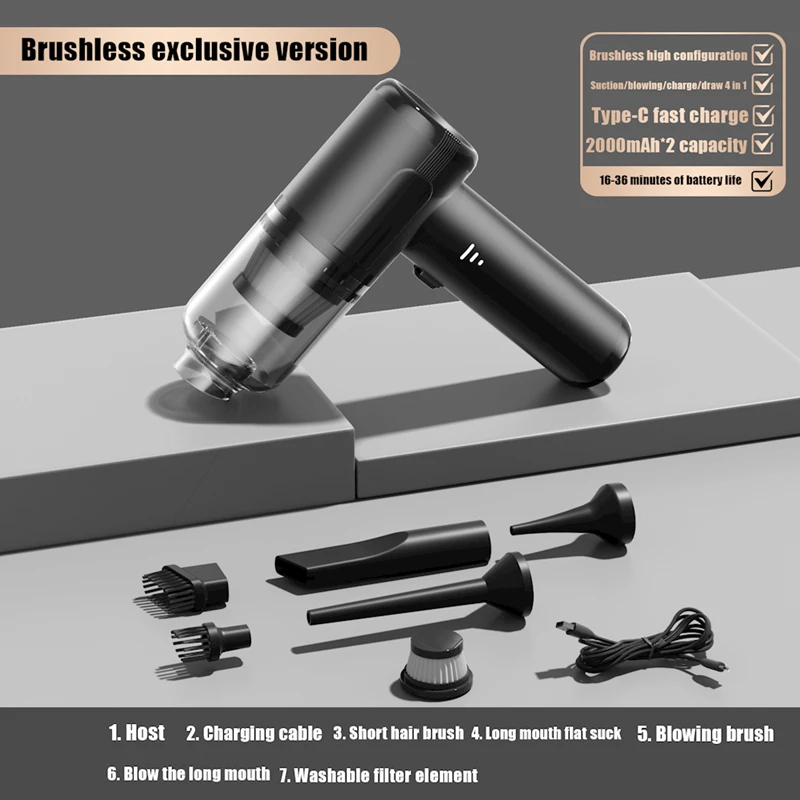 Xiaomi 15000pa Car Vacuum Cleaner Wireless Charging For Cars High Suction Power For Home Use Handheld Mini Car Vacuum Cleaner