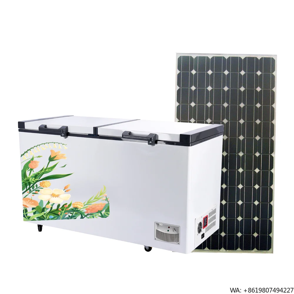 Big Capacity Freezer Double Thick Top Open Door 508 Litres with Solar System Dc 12 24V Freezer off Grid Solar Freezer