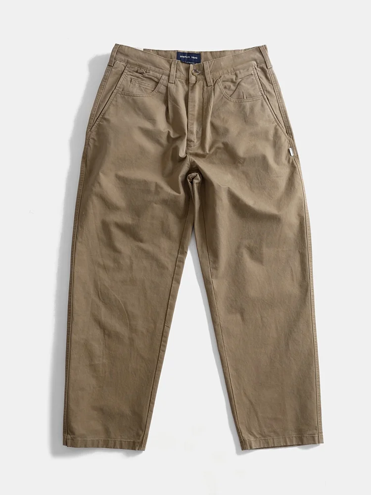 

Мужские повседневные брюки из чистого хлопка, прямого кроя, осенние, в японском стиле, рабочие, в американском стиле, длинные брюки для мужчин старшего возраста