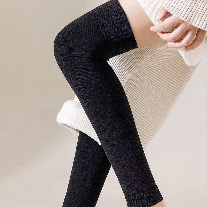 Gestrickte Fuß Abdeckung Häkeln Winter Oberschenkel Hohe Socke Boot Manschette Lange Socken Neue Frauen Einfarbig Beinlinge Warme Knie Hohe Socken