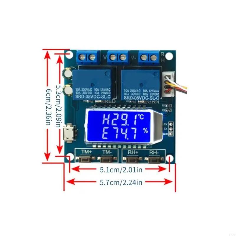 Módulo controle umidade da temperatura digital P88F -20 a 60 ℃ Módulo saída dupla