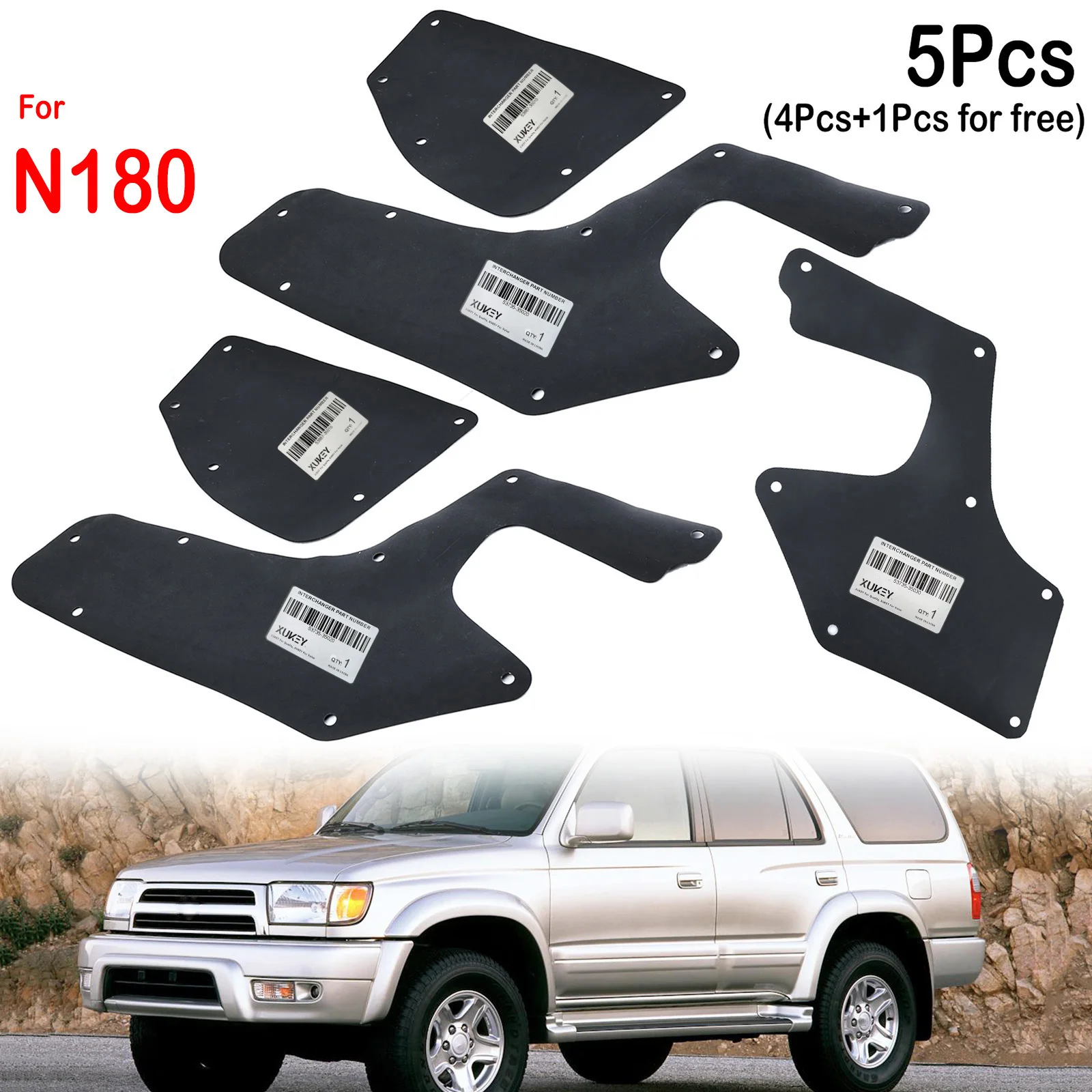 5x Splash Shields For Toyota 4Runner N180 Hilux Surf SW4 1996-2002 Fender Seals Liner Apron Guard Clips 1997 1998 1999 2000 2001