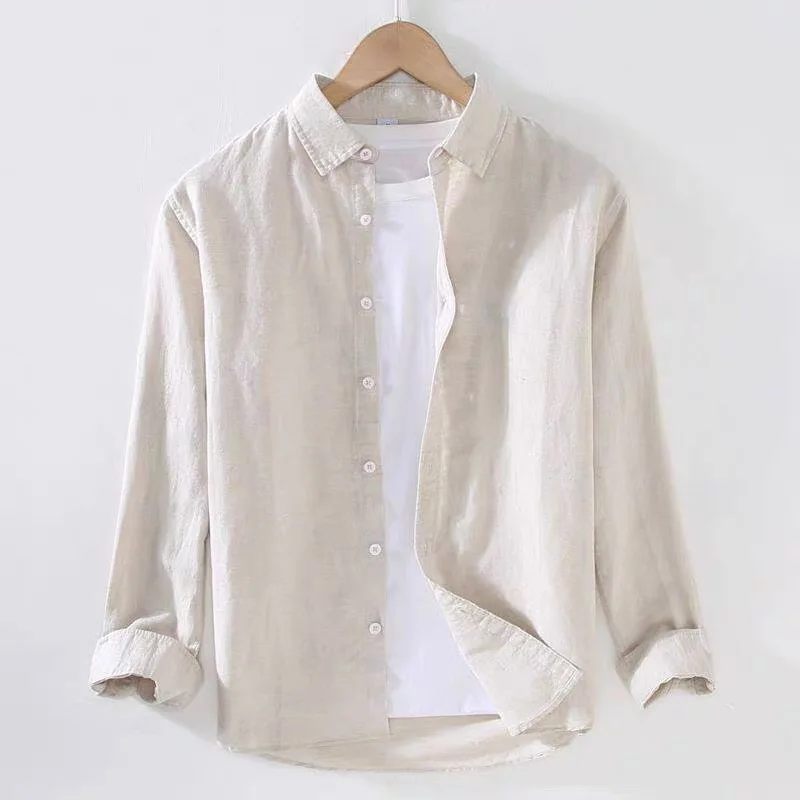 

Men's Linen Long Sleeve Shirt Cotton Linen Loose Fit Casual Wear Spring Summer Outfit Open Cardigan Style Traditional Chinese...