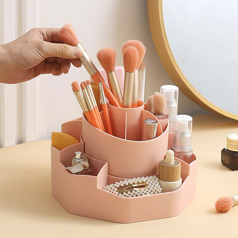 

360° Rotating 2-in-1 Desk Organizer with Large Capacity for Office Supplies, Stationery Pen Holder Plastic Storage Box