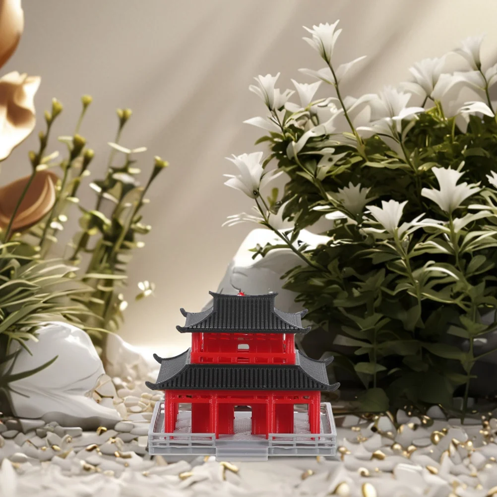 Decorate Ancient Building Model Aquarium Pavilion Ornaments Polylactic Acid Plastic Mini Garden