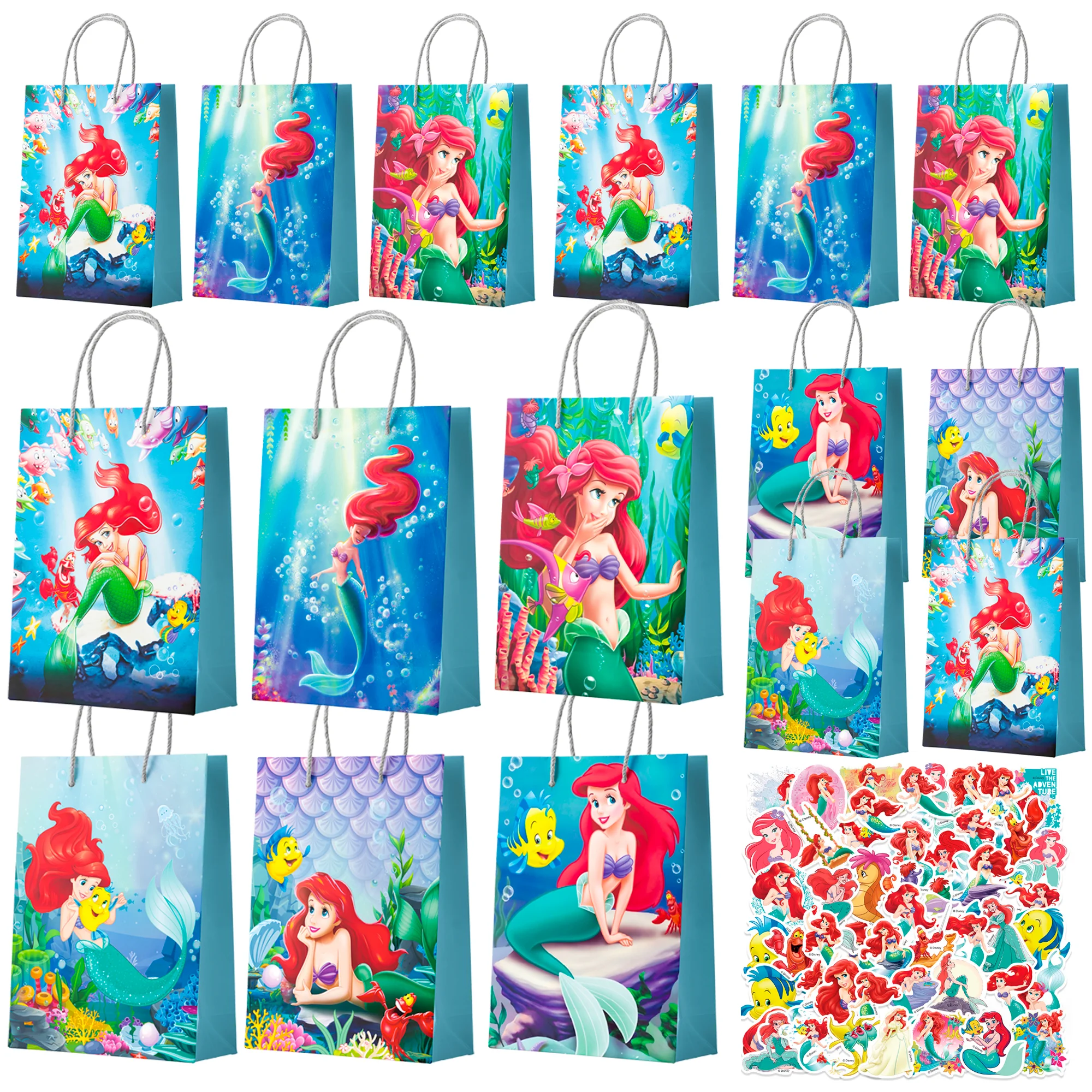 

Party Favor Bags, Party Bags Set Including 24pcs Gift Bags, Candy Bags&50pcs Stickers for Girls Kids Party Decorations Supplies