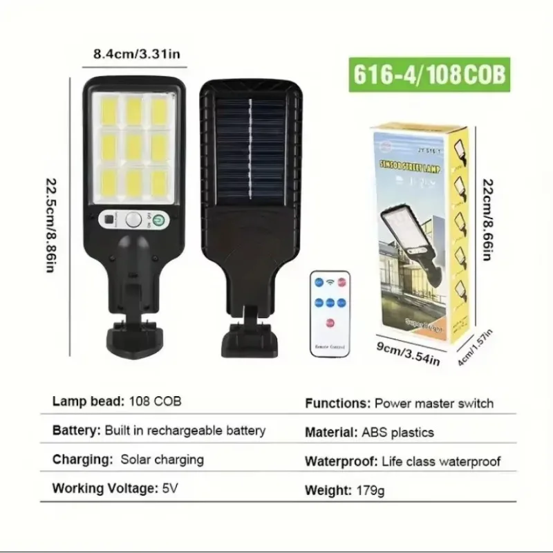 1/4/6Pack 108COB Outdoor Solar Lamp Motion Garden Light Solar Powered Led Outdoor Lighting Solar Street Light MotionSensor Light