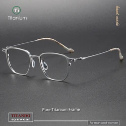 Italian Industrial Style Fashion Square Pure Titanium Glasses Frame Men Women High-End Business Optical Glasses 148mm Width