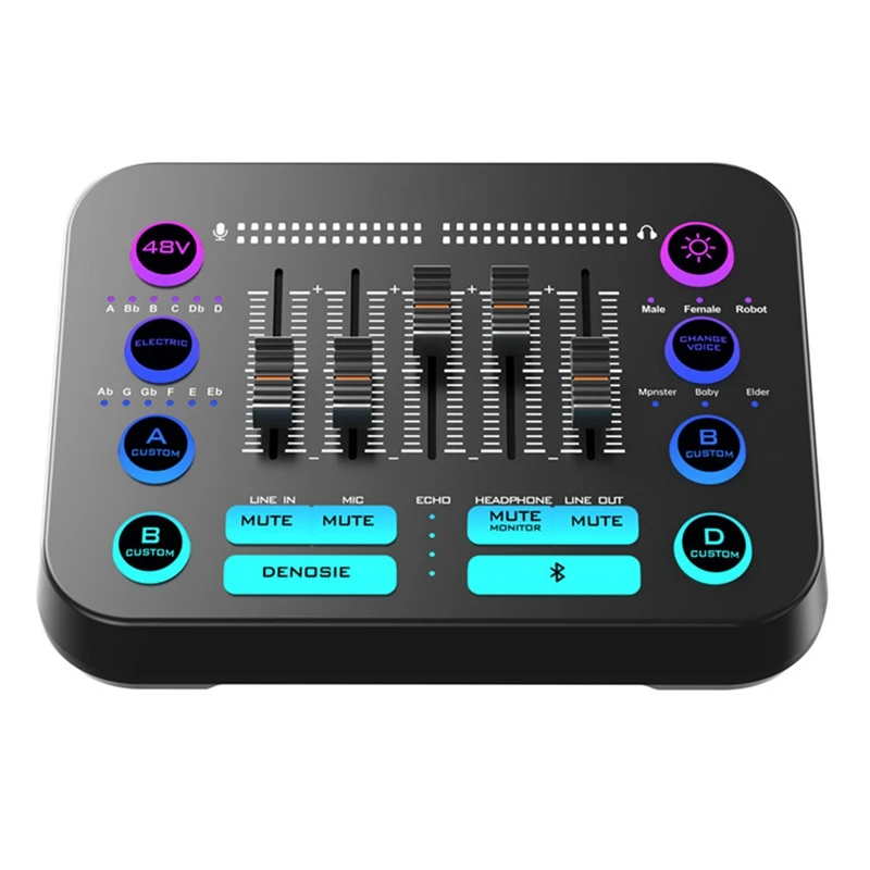

3CGRO-48V X1PRO Bluetooth Audio Mixer With M8 Microphone Voice Changer For Singing Audio Card Recording Game Audio Mixer